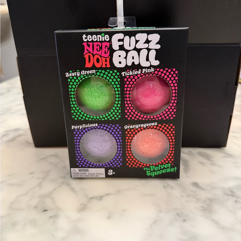 Teenie Nee Doh Fuzz Ball 4-Pack - Green, Pink, Purple, Orange